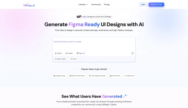AI UI Design Generator - Figma-Ready in Seconds | UXMagic