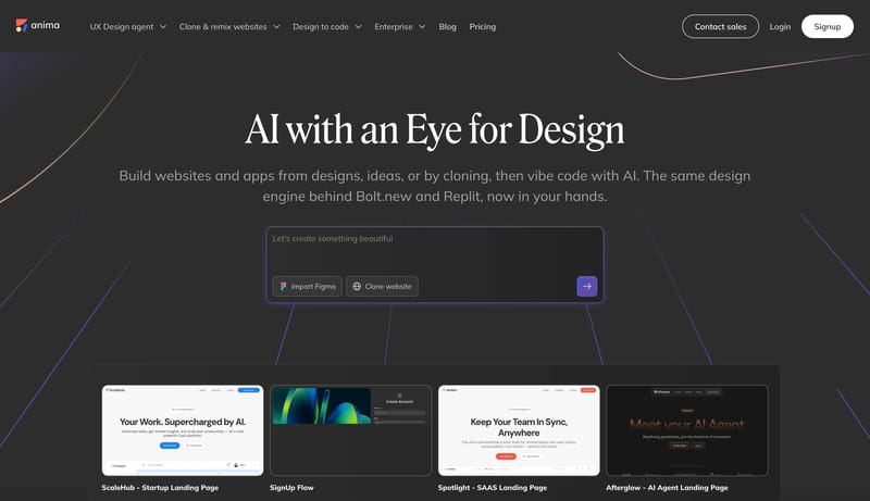 Anima: Build Websites & Apps with AI | UX Design Agent | Figma to Code