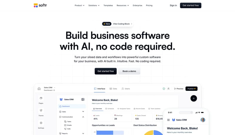 Build Custom AI Business Apps, Portals & Internal Tools with No Code | Softr