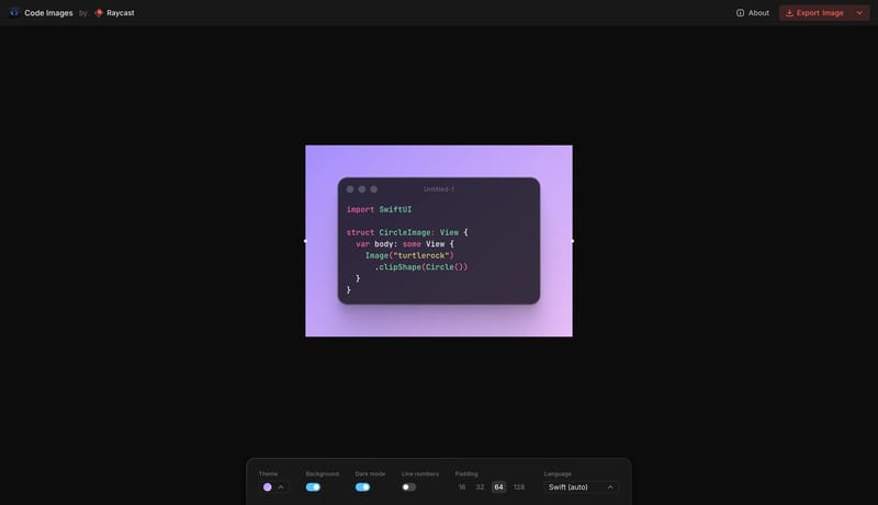 Create beautiful images of your code
