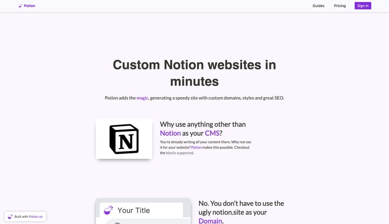 Custom Notion websites in minutes