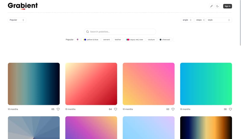 Grabient - CSS Gradient Generator & Palette Finder