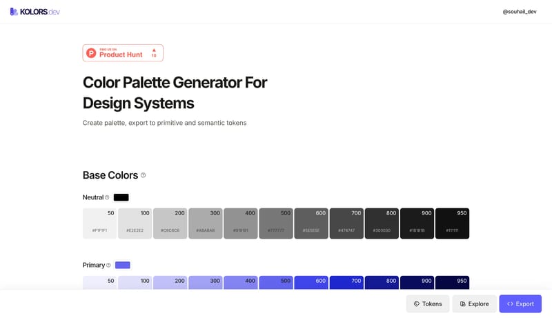 Kolors | Color palette generator for design systems