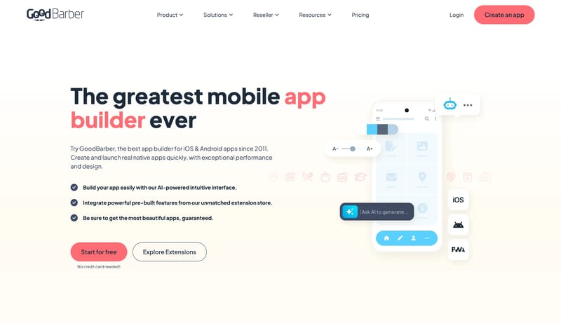 Leading No-Code App Builder for High-Design iOS & Android apps