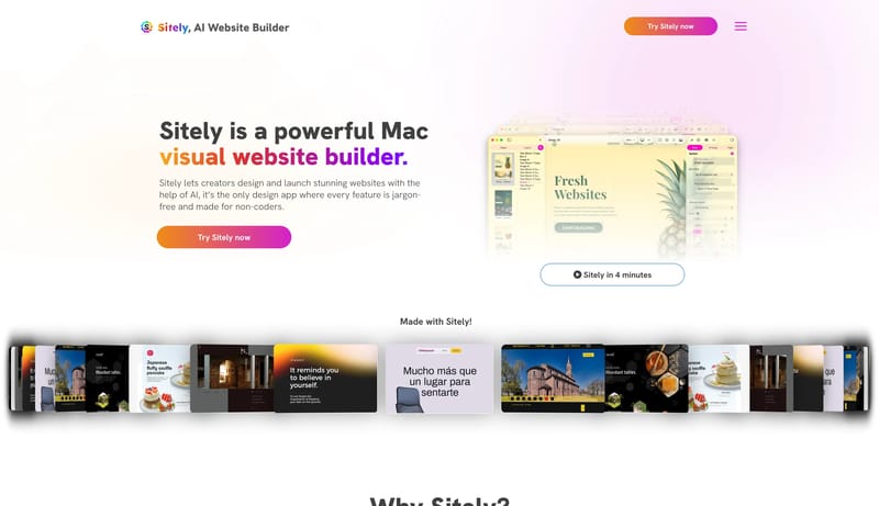 Sitely: The best Mac website builder, with AI