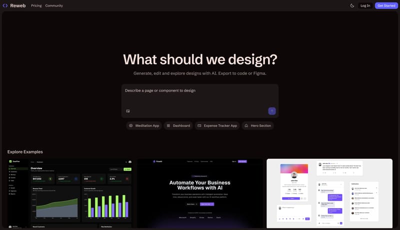 Reweb: AI-Powered UI Design Tool | Generate Beautiful Interfaces