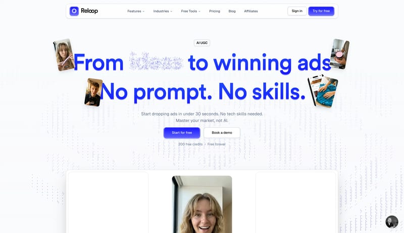 Reloop - AI UGC Video Generator | No Prompts Needed