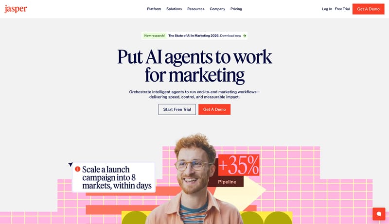 Put AI agents to work for marketing | Jasper