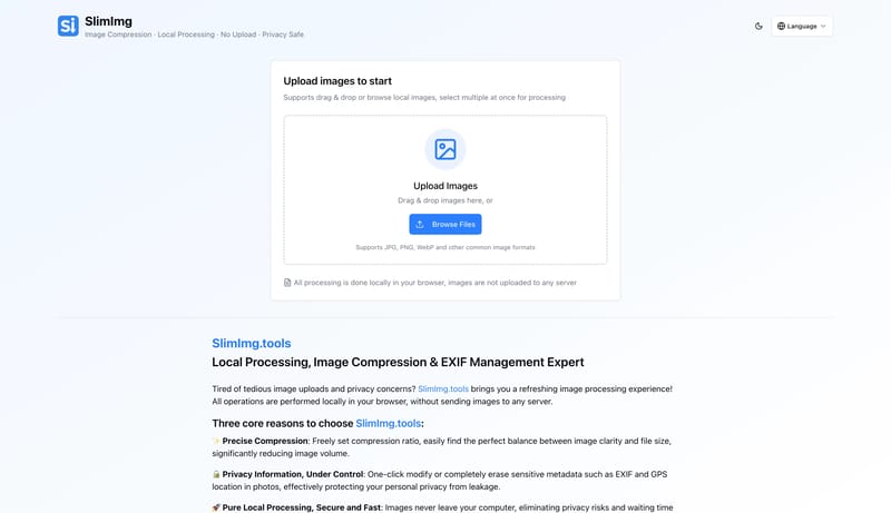 SlimImg - Image Compression Tool | No Upload Needed
