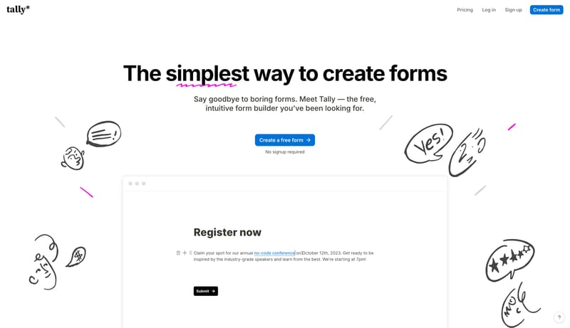 Tally - Create Beautiful Forms for Free | Unlimited Forms & Submissions