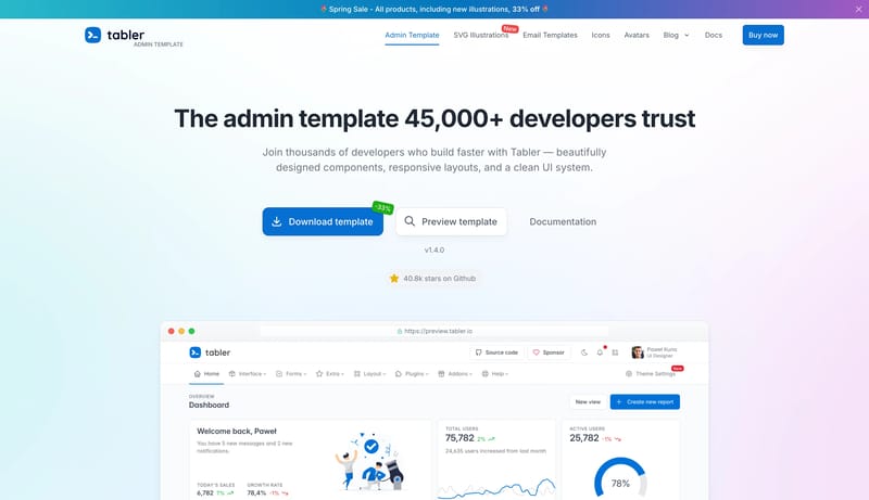 Tabler Admin Template: Responsive HTML Dashboard with Clean UI