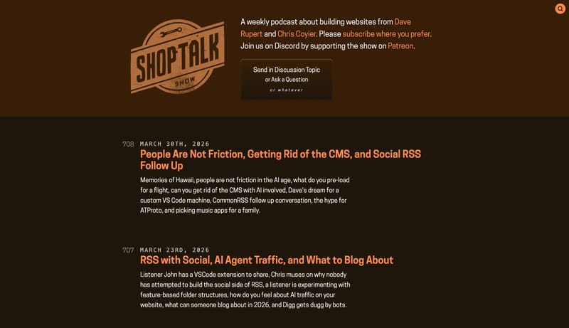 ShopTalk – A podcast about front end web design and UX.