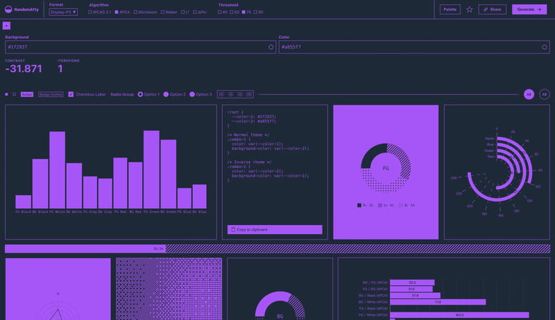 RandomA11y - Endless collection of accessible color combos
