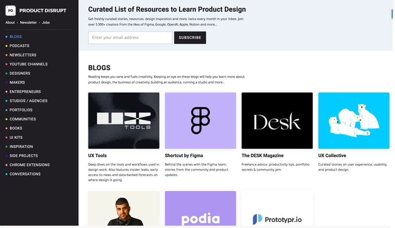 Product Disrupt – Curated resources to learn product design and create digital products