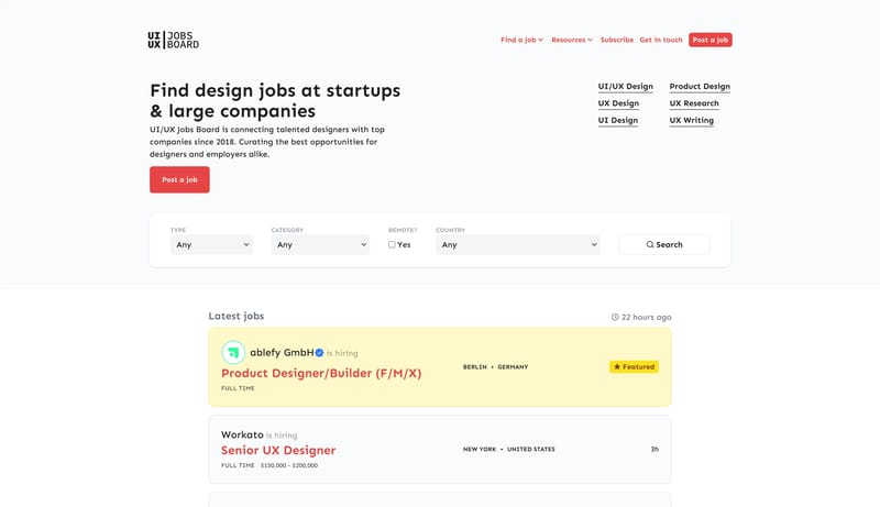 UI/UX Jobs Board