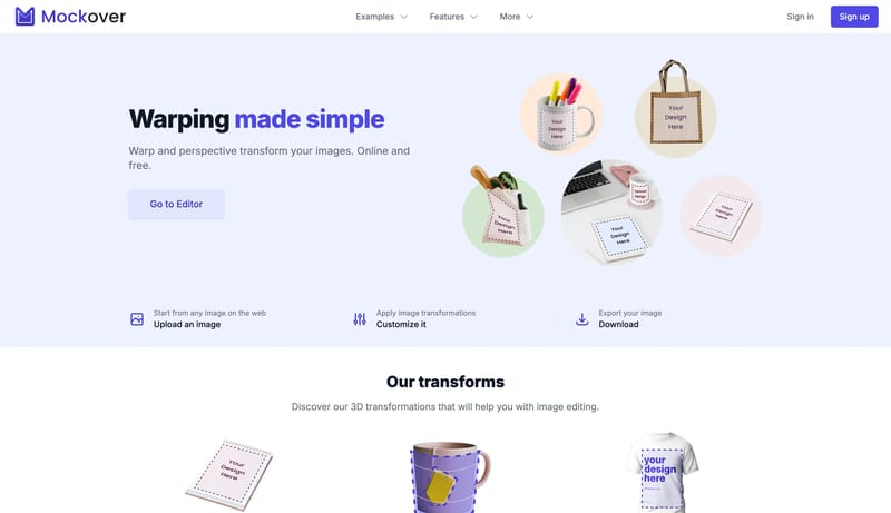 Mockover - Online Image Editor for 3D Trasforms