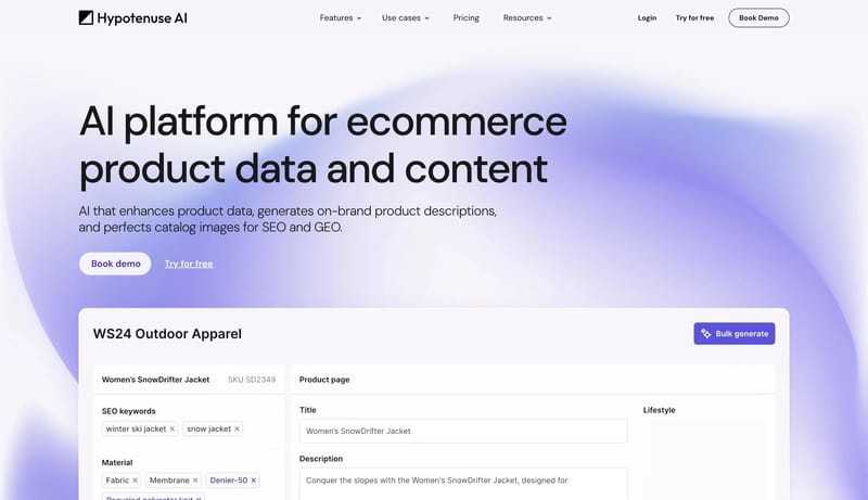 AI Platform for Ecommerce Product Data & Content