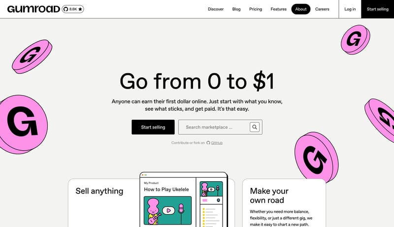 Earn your first dollar online with Gumroad