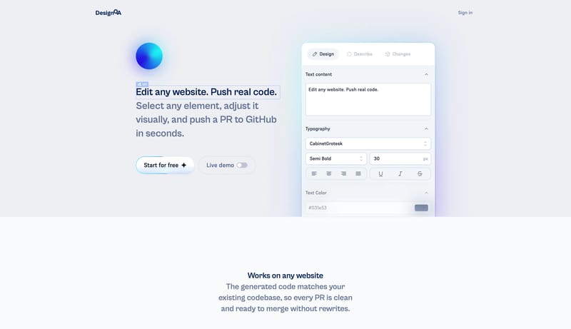 DesignQA - Edit any website in seconds