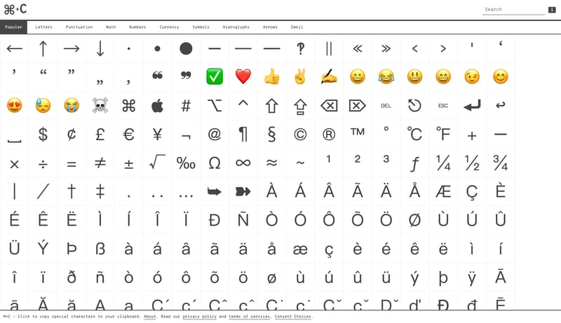 CopyChar – Copy special characters to your clipboard