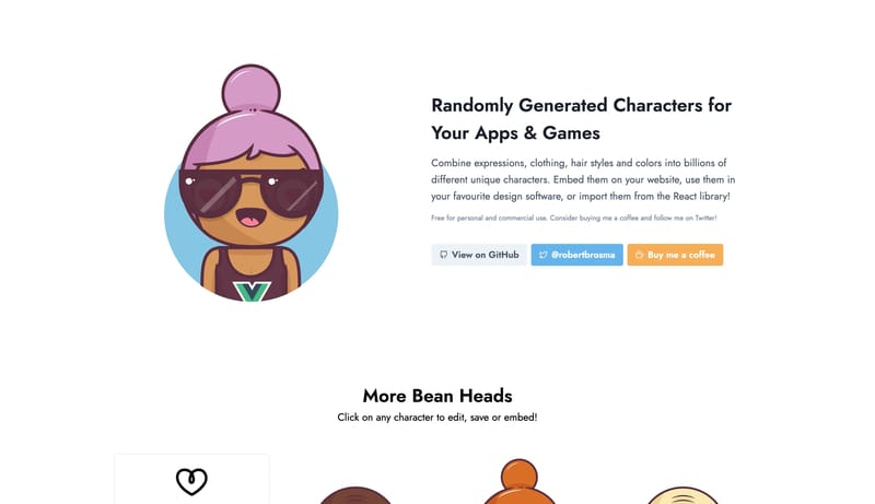 Bean Heads · Easily generate avatars for your projects