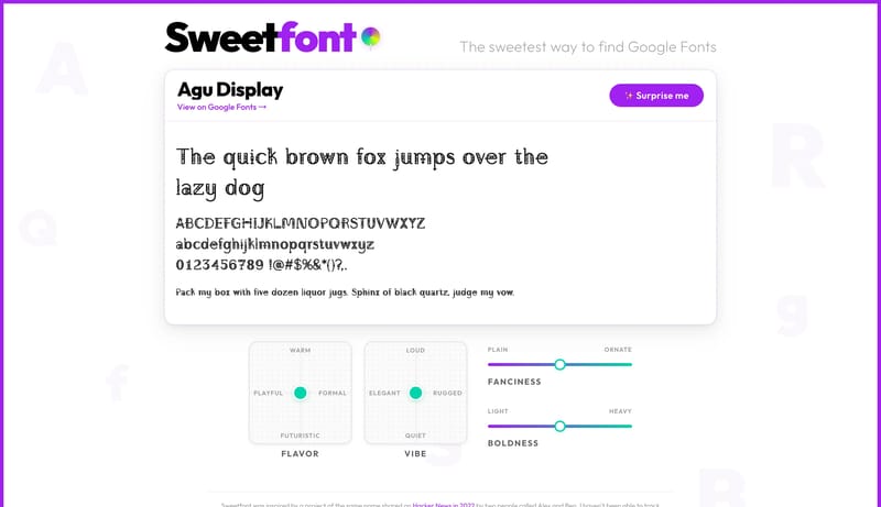 Sweetfont — The sweetest way to find Google Fonts