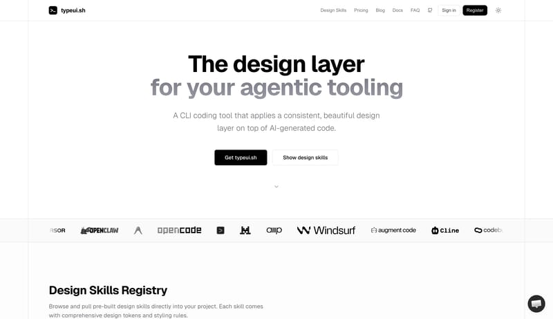 typeui.sh - Design Layer for Agentic Tooling