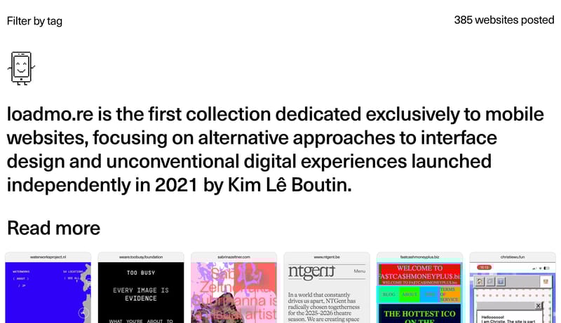 loadmo.re — Mobile Web Design Archive by Kim Boutin