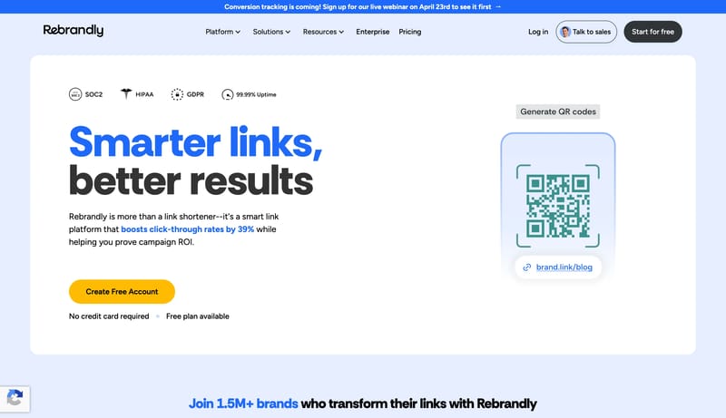 Free link shortener for branded URLs, analytics & QR codes