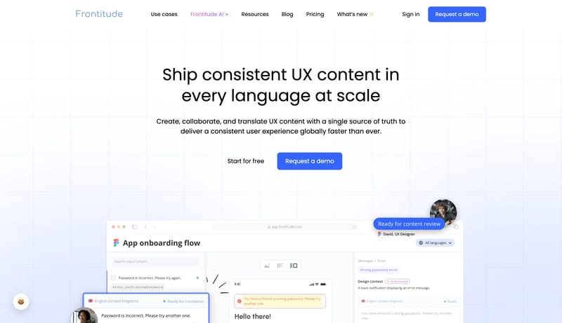 Frontitude | Ship consistent UX content in every language at scale