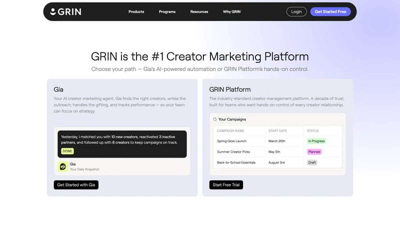GRIN Creator Marketing Platform | Free to Start
