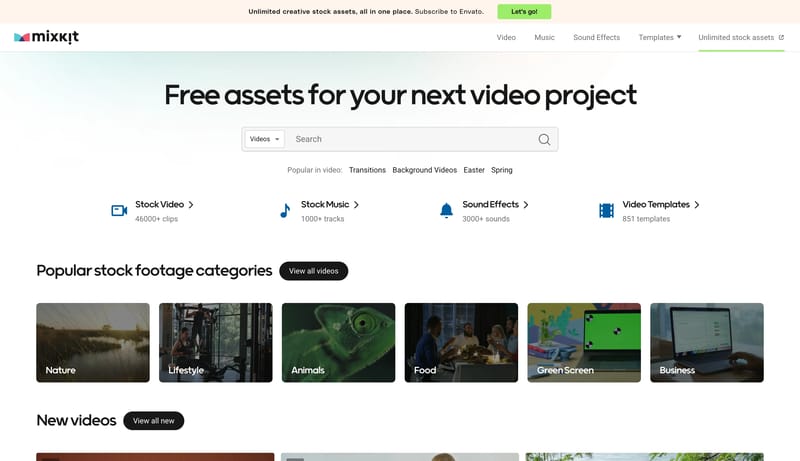 Mixkit - Awesome free assets for your next video project