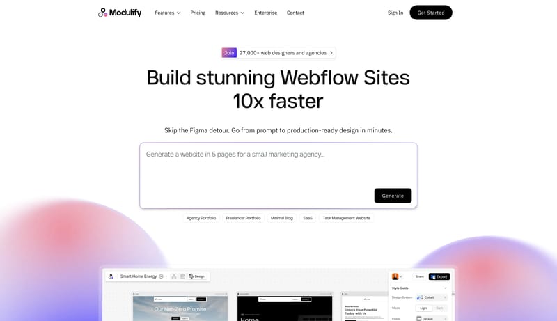 Modulify – Fastest AI Website Builder for Webflow