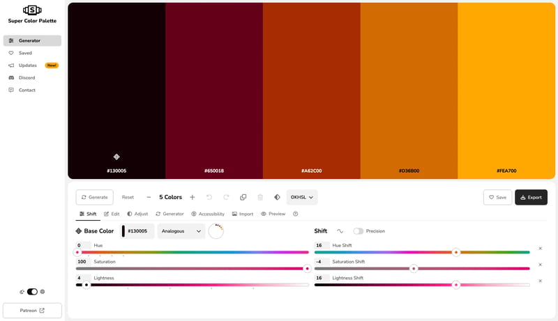 Super Color Palette - 100% Free Color Palette Generator