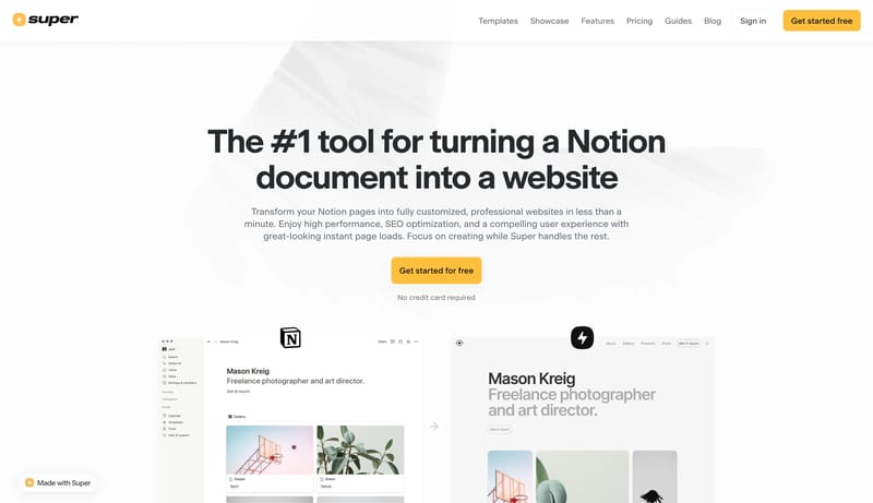 Super — Create Custom Websites with Notion