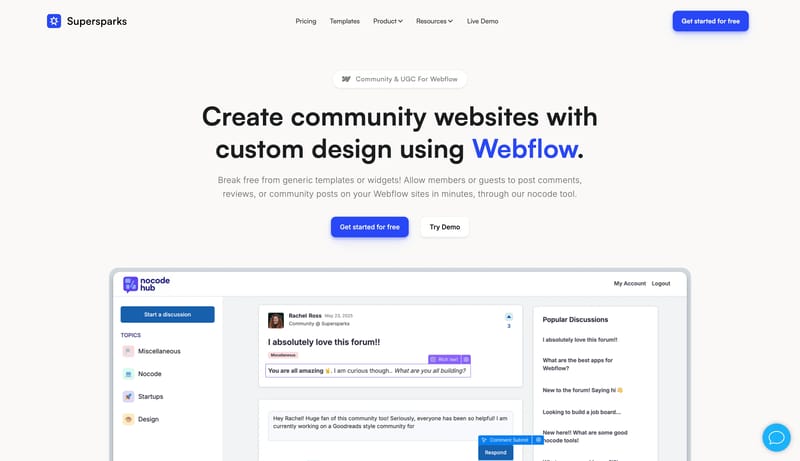 Supersparks - Custom Community Websites For Webflow