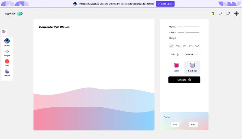 Svg Wave - A free & beautiful gradient SVG wave Generator.