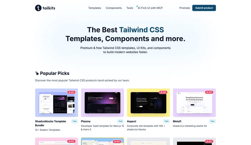 Tailwind CSS Templates & UI Components | Tailkits