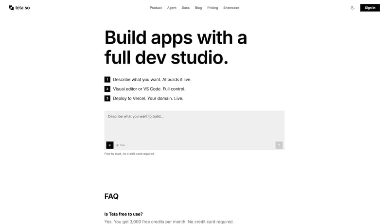 Teta | AI App Builder — Chat, Visual Editor & VS Code