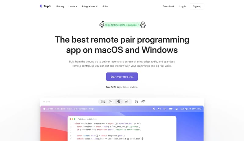 Tuple: the best remote pair programming app on macOS and Windows