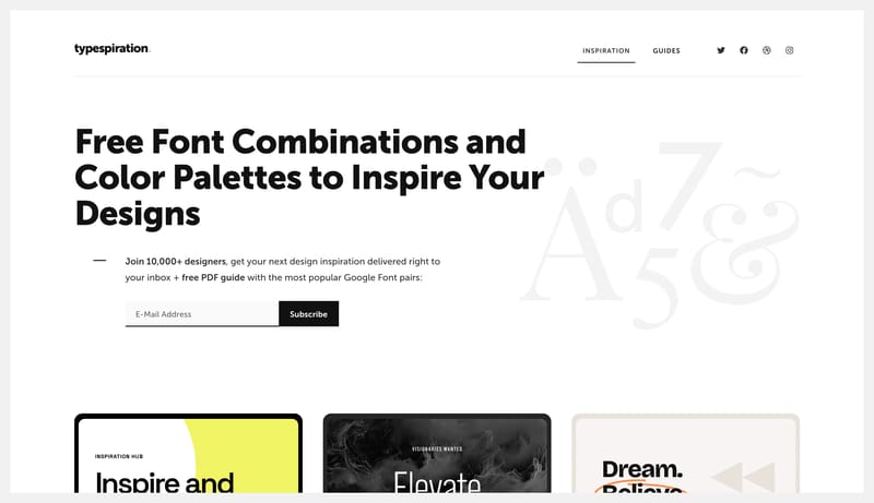 Typespiration – Free Font Combinations and Color Palettes to Inspire Your Designs