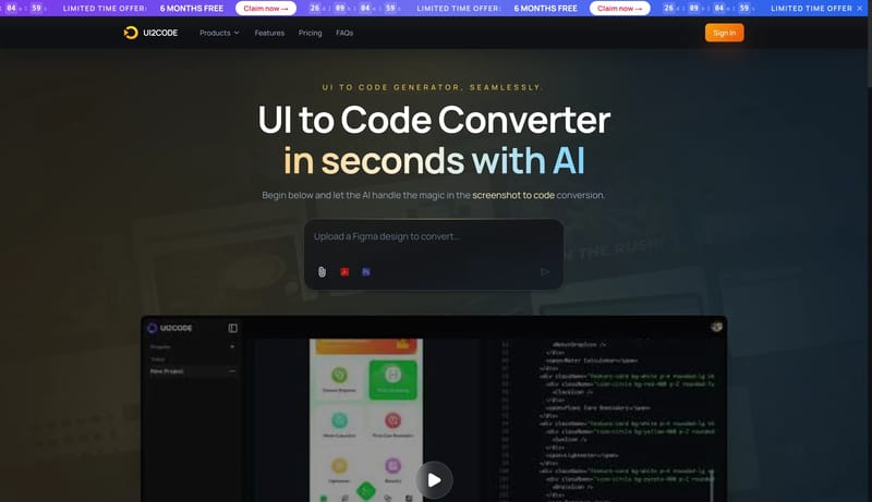 UI to Code AI - Screenshot to Code Converter Online