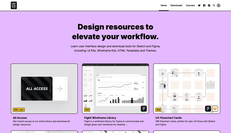UI/UX Assets - UI Kits and Wireframe Kits for Sketch and Figma, as well as HTML Templates and Themes to boost your work.