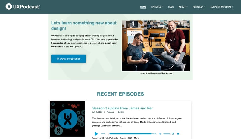 UX Podcast – A twice-monthly user experience and digital design podcast