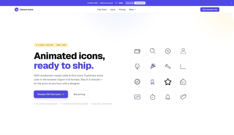 Unicorn Icons — Animated Icons for Rive & Lottie