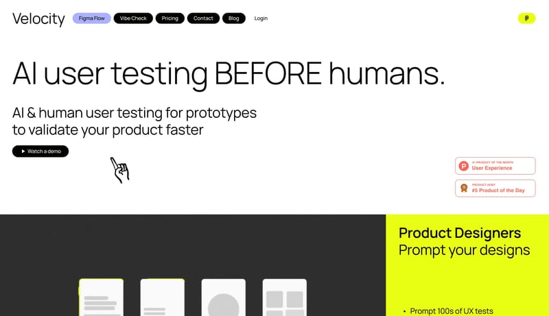Velocity: AI user testing for prototypes BEFORE humans