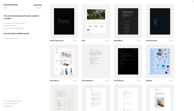Dead Simple Sites — Minimal Web Design Inspiration & Gallery