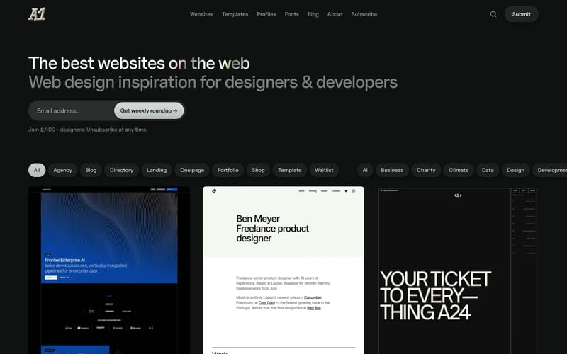 A1 Gallery · Website design inspiration gallery