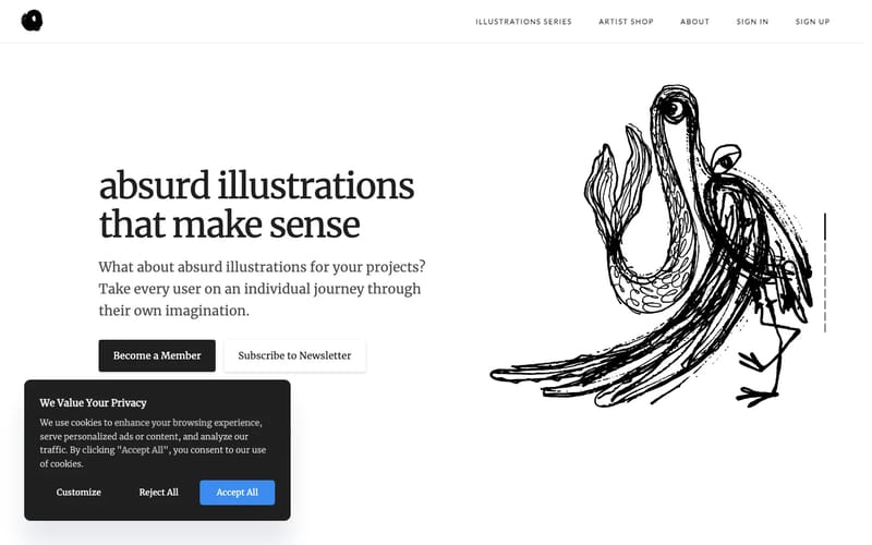 Absurd.Design – A Singular, Hand-Drawn Artistic Universe for Digital Use