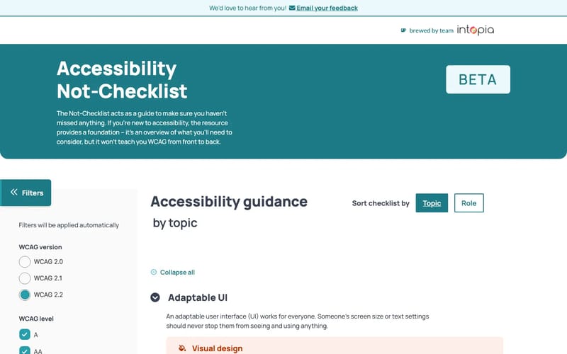 Accessibility Not-Checklist | Brewed by team Intopia